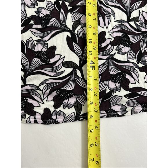 LOFT Maxi Sundress Dress L Purple White Floral Elastic Waist Scoop Neck Stretch - Picture 7 of 8